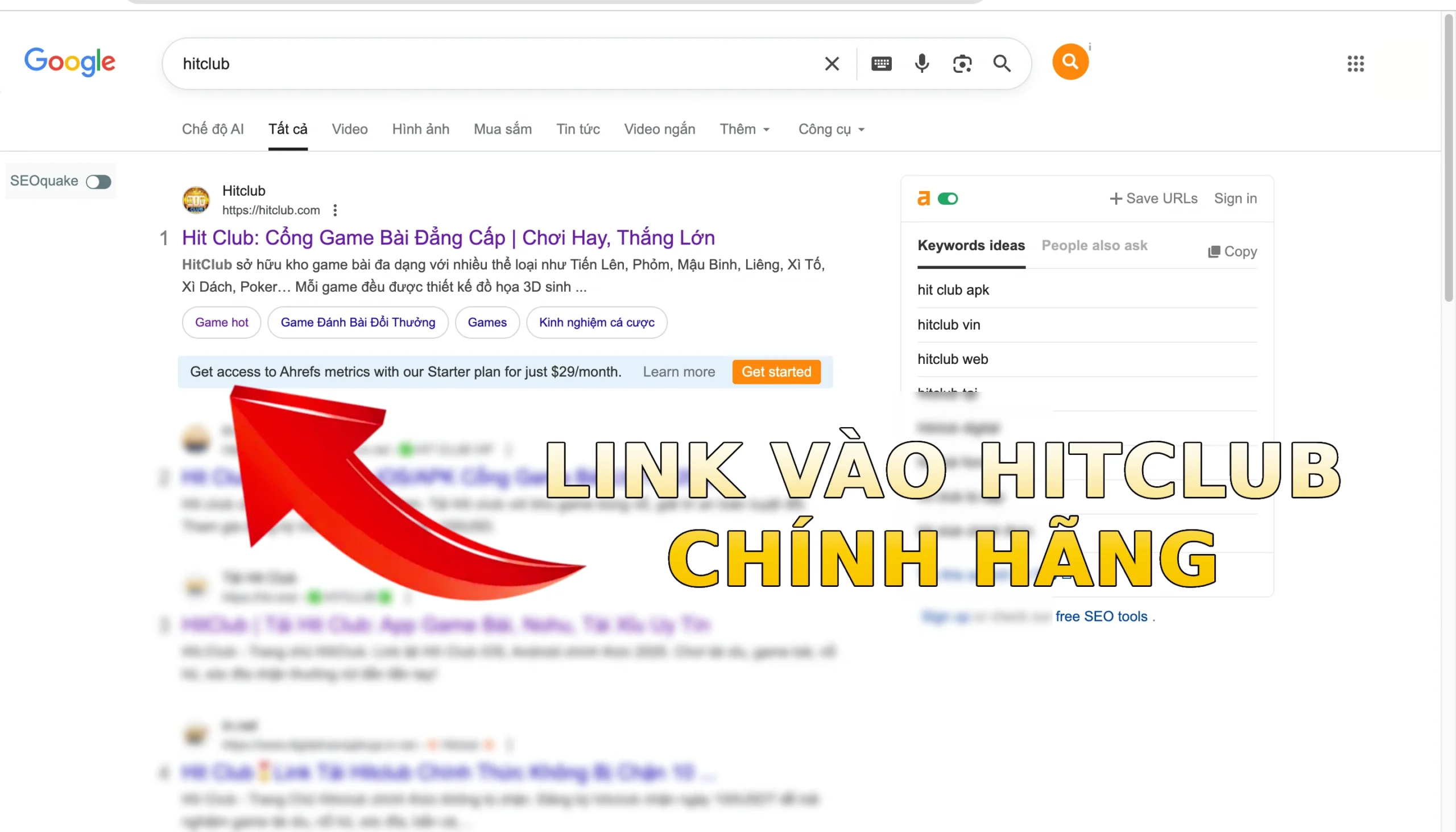 Hướng dẫn truy cập link vài HITCLUB