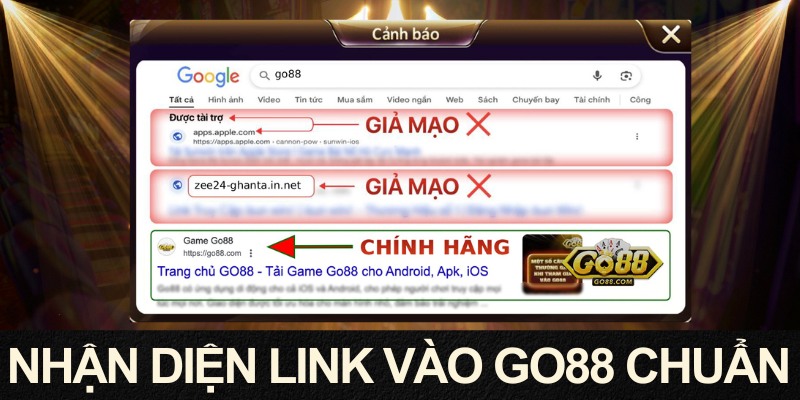 Hướng Dẫn Phân Biệt GO88 Thật Giả Dễ Hiểu Cho Người Mới 2 Phát hiện trang thật giả qua link vào GO88